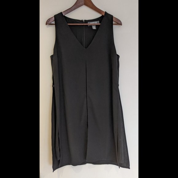 Black V Neck Sleeveless Zipper Paneled Dress Size 8 - Picture 3 of 11